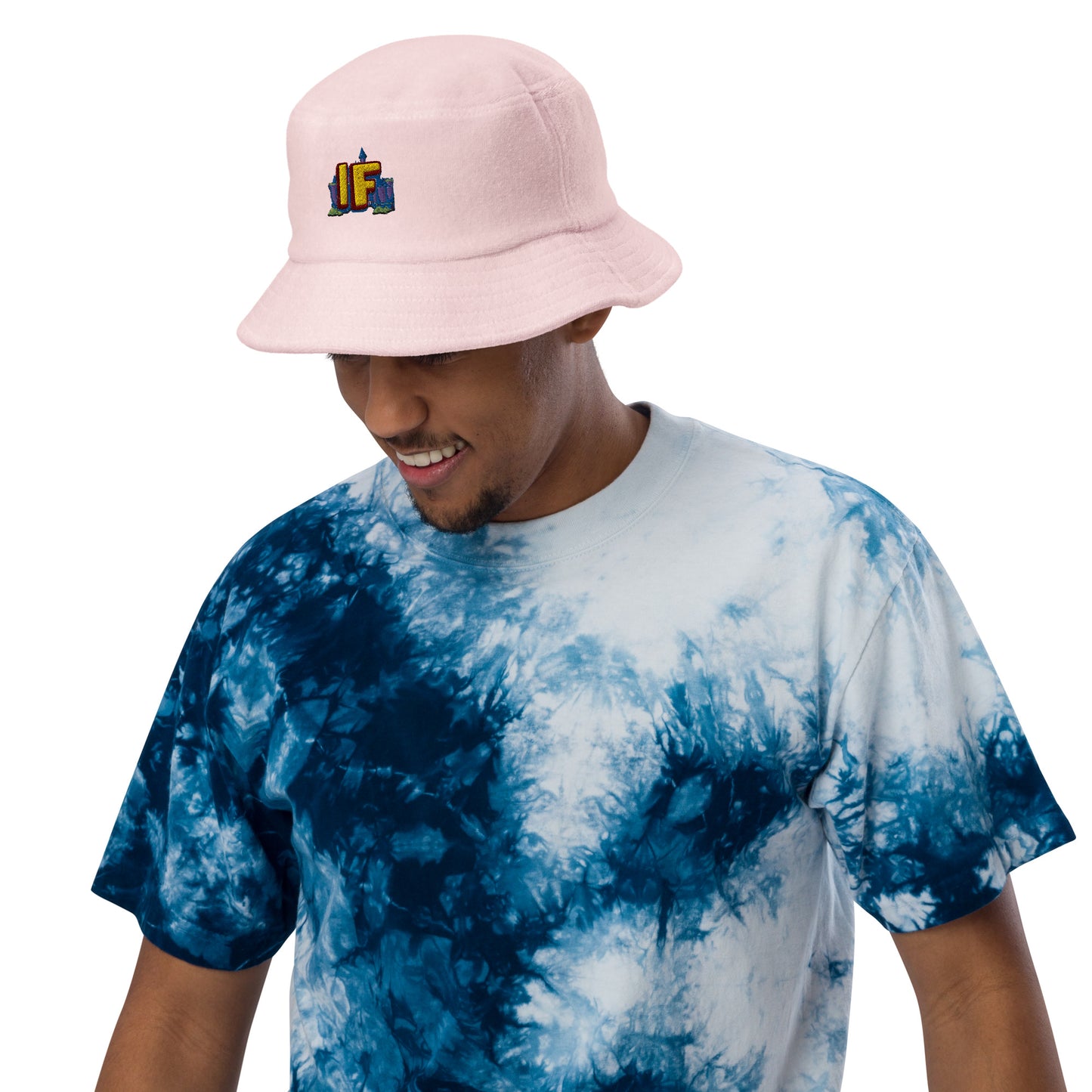 IF Terry Cloth Embroidered Bucket Hat